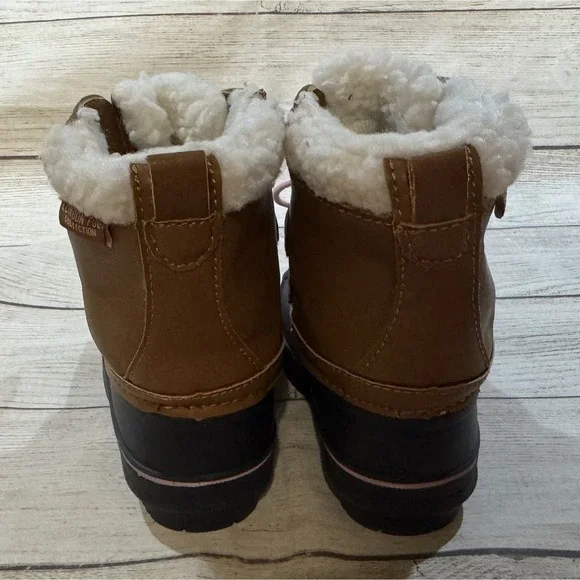 Toddler Girls London Fog Winter Snow Boots Hook Loop Brown Blue Size 6 - Picture 3 of 7